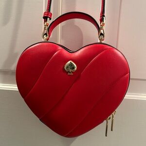 Kate Spade Quilted Red Heart Mini Bag with Gold Accents